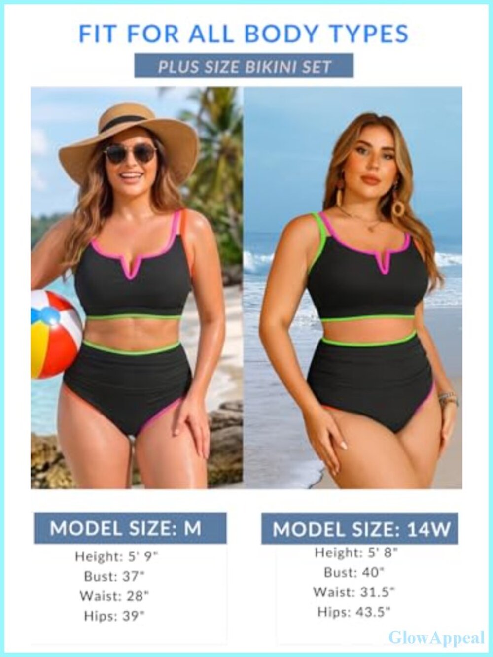 Plus Size High Waisted Ribbed Tummy Control Bikini Set - Picture 5 of 5